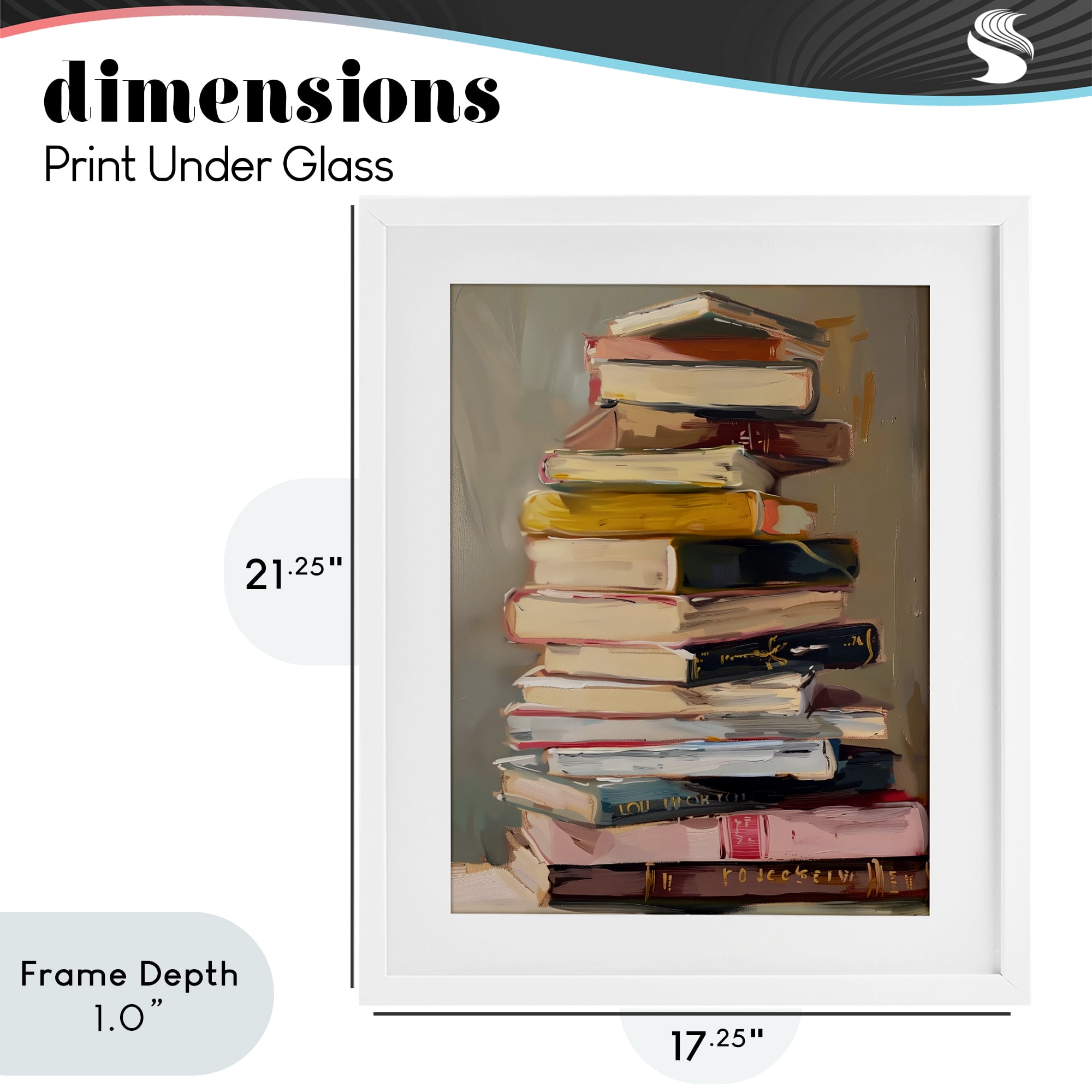 Stupell Industries Well Loved Bookstack White Framed Print Under Glass, design by LSR Design Studio