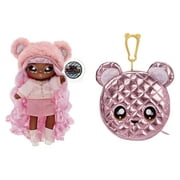 Na Na Na Surprise Glam Series Cali Grizzly Fashion Doll And Bear Purse, Pink Hair Doll With Metallic Pink Bear Purse, 2-In-1 Toy for Girls Ages 5 6 7+