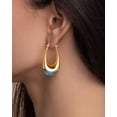 thumbnail image 3 of PRIYAL Long Oval Chunky Dangle Gold Hoops with Colored Resin Gemstone Statement Earrings for Women, Bold Drop Handmade Exaggerated Irregular Trendy Bohemian Jewelry Gifts, 3 of 11