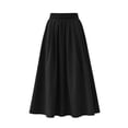 thumbnail image 4 of Cmfcve Women's Cotton Linen Midi Skirt with Pockets Casual Flowy Swing Elastic High Waist A-Line Long Boho Skirts, 4 of 4