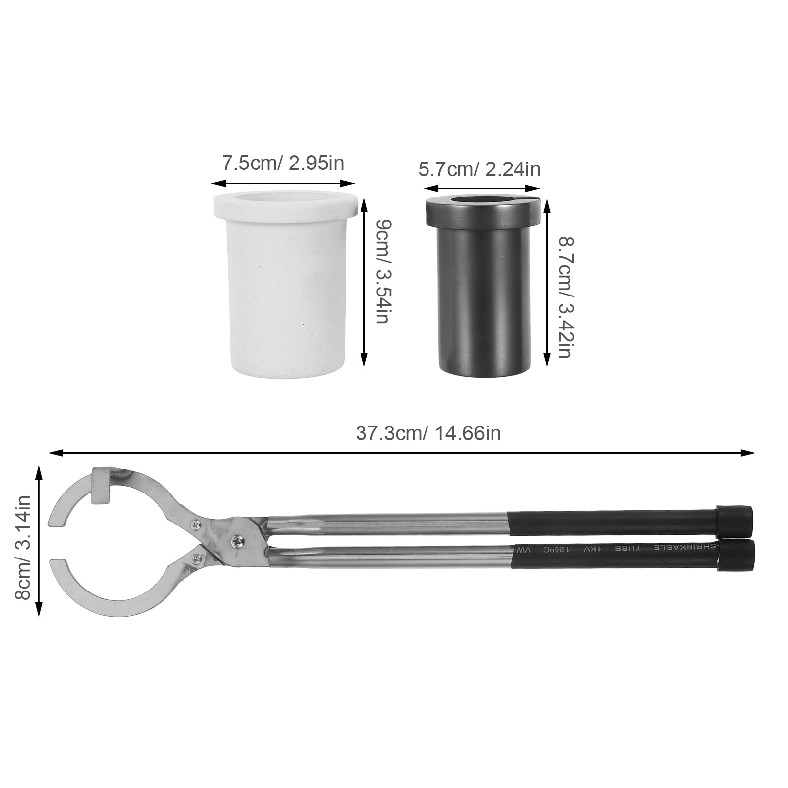 LOLIPPYY 1Set High Temperature Stable Graphite Crucible Melting Kit with Safe Crucible Pouring Pliers