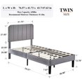 thumbnail image 2 of VECELO Twin Size Upholstered Beds, Modern Platform Bed Frame with Adjustable Headboard, Wooden Slats Support/No Box Spring Needed, Dark Grey, 2 of 8