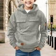thumbnail image 2 of Hoodies for Boys Boys Hoodies Pullover Quarter Zip Casual Sweatshirts Long Sleeve Waffle Knit Hooded Sweaters Winter Tops with Pocket, 2 of 7