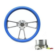 New World Motoring Chevelle Steering Wheel - Billet Aluminum, Sky Blue Wrap, Horn & Billet Adapter