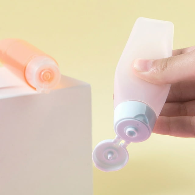 Becaristey Plastic Travel Bottle Shower Gel Toiletries Container Refillable Dispenser Tube Home Organizer Accessories 50ML Pink 1Set