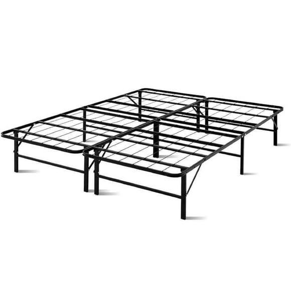 ViscoLogic Foldable Metal Bed Frame, Platform Bed Frame, Mattress Base Foundation, 14 Inches High, Tool Free Assembly, Storage Space Under Bed,Black