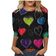 thumbnail image 2 of Vetsdori Womens 3/4 Sleeve Blouses Gifts for Junior Plus Size Pullover Valentines Heart Print,Casual Graphic Cute Fashion Tops for Junior, 2 of 6