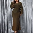 thumbnail image 4 of cfhntfmh Robes de Cocktail pour Femmes Tendance Col Ras du Cou Manches Longues Robe Moulante à Paillettes Robe Élégante de Soirée Robe Grande Taille, 4 of 6