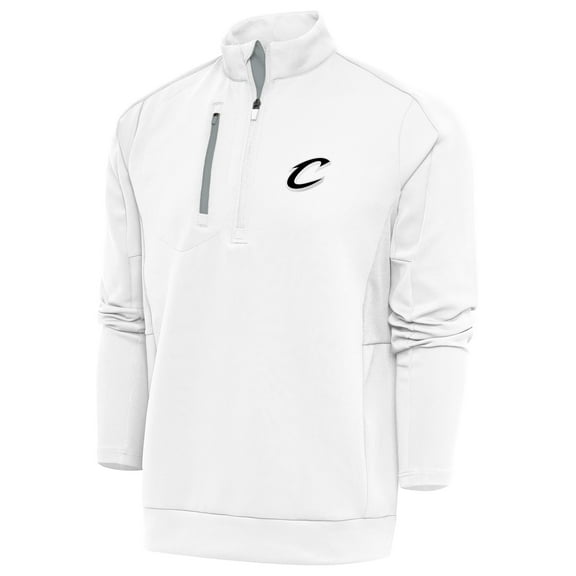 Men's Antigua White Cleveland Cavaliers Metallic Logo Generation Quarter-Zip Top