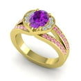 thumbnail image 2 of Diamond-Capitals 2.35 Carat Stunning Oval Cut Amethyst & Pink Sapphire Gemstone Bridal Ring for Women 14K Yellow Gold Size 6, 2 of 8