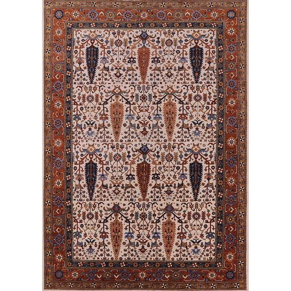 Ahgly Company Indoor Rectangle Mid-Century Modern Camel Brown Oriental Area Rugs, 4' x 6'