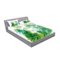 thumbnail image 2 of Ambesonne Green Fitted Sheet & Pillow Sham Set, Watercolor Forest Image, Full, Forest Green Pale Green, 2 of 2