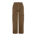 thumbnail image 5 of SOOMLON Cargo Pants for Women Wide Leg Plus Size Button Pants Corduroy Work Pants with Pockets Winter Hiking Clothes, 5 of 8