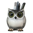 thumbnail image 4 of Whimsical Great Horned Owl Owlet Baby Stationery Pen Make Up Brush Holder Statue, 4 of 7