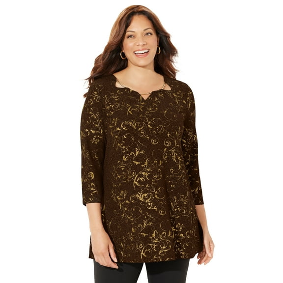 Catherines Women's Plus Size Black Label Keyhole Tunic
