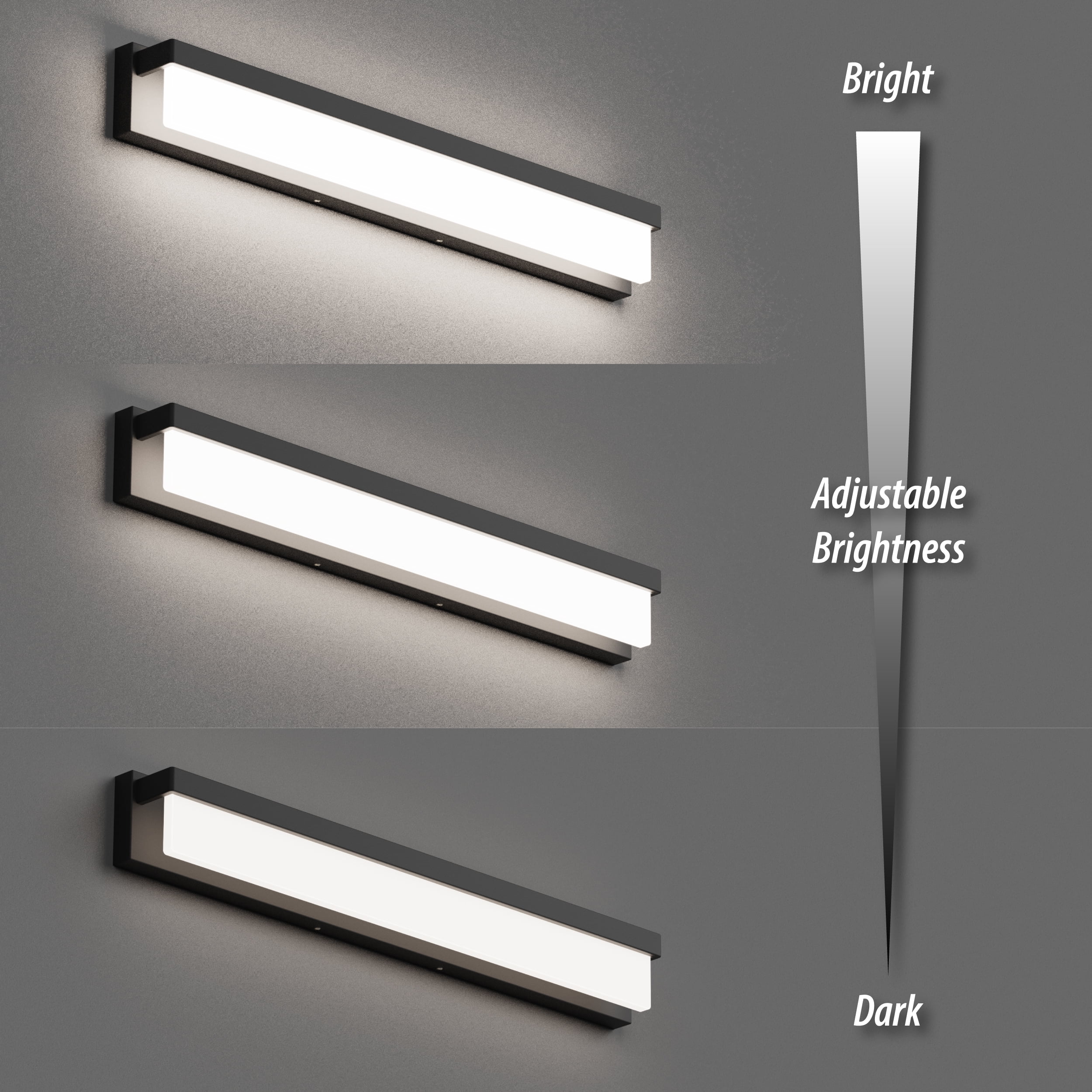 LIGHTINN LED 24.4" Bathroom Vanity Light Fixture Modern Finishing Stainless Steel Lighting Bar Bathroom Over Mirror Light (Black)
