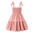 thumbnail image 3 of BULLPIANO Girls Solid Color Dress Smocked Elastic Dresses Tie Shoulder Sleeveless Sundress Holiday Cami Dress, 3 of 9
