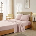 thumbnail image 4 of Washed Cotton Pieces Sheet Set Linen Feel Natural Wrinkle Breathable Lightweight (Queen Cream Grey), 4 of 6