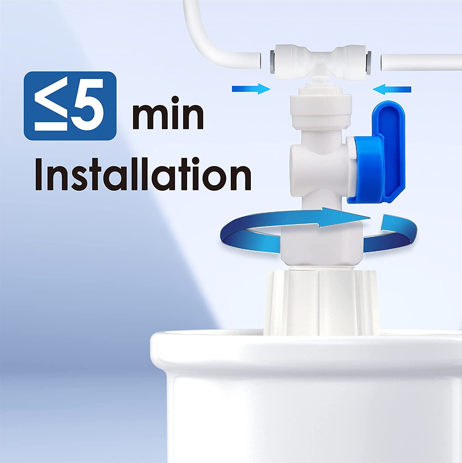 Waterdrop PMT Mini Water Pressure Tank for G3, G2, G2P600, D6, D4, 0.26-Gallon Pressurized Storage Water Tank for Tankless Reverse Osmosis System PD400,PD500,PD600,PX500,PX500-A with 1/4" Water Tubing