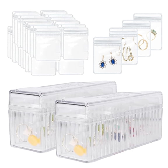 20/40 Pcs Transparent Jewelry Storage Bags Dustproof Moisture-proof Antioxidation Waterproof Earrings Rings Necklace Storage Pouches with Storage Box