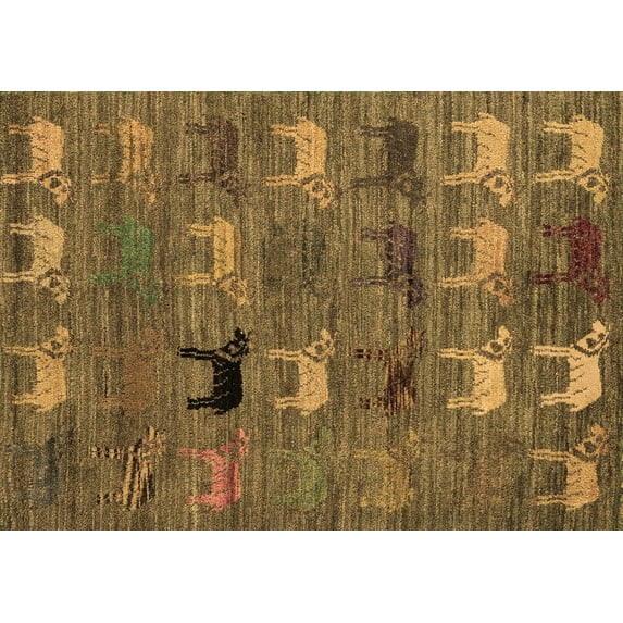 Ahgly Company Indoor Rectangle Abstract Brown Modern Area Rugs, 2' x 4'