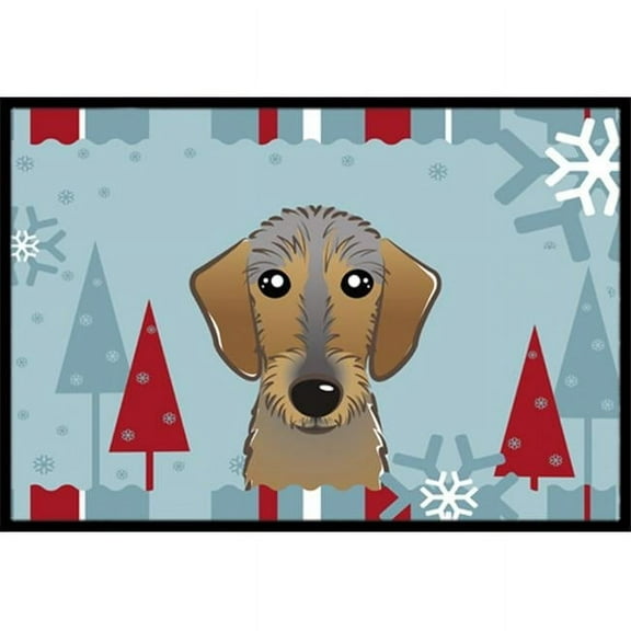Winter Holiday Wirehaired Dachshund Indoor & Outdoor Mat, 18 x 27 in.