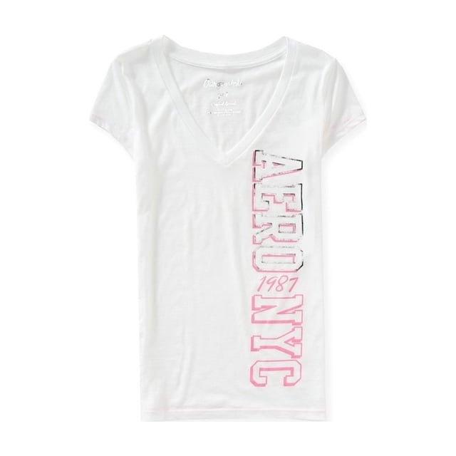Aeropostale Womens Nyc 1987 Camiseta gráfica, blanca, mediana Aeropostale Camiseta gráfica