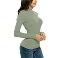 thumbnail image 3 of Mepaouo Women's Turtleneck Shirt Long Sleeve Fitted Thermal Shirts Cold Weather Base Layer Tops(Khaki,2XL), 3 of 7