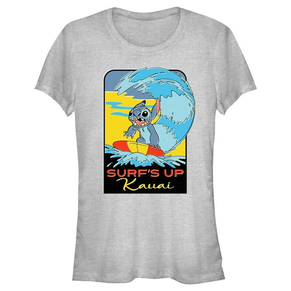 Junior's Lilo & Stitch Kauai Surf's Up Graphic Tee Athletic Heather 2X Large