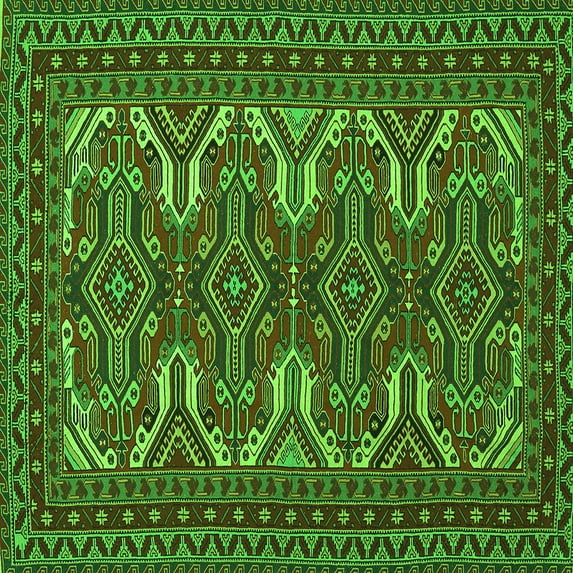Ahgly Company Indoor Square Persian Green Traditional Area Rugs, 8' Square