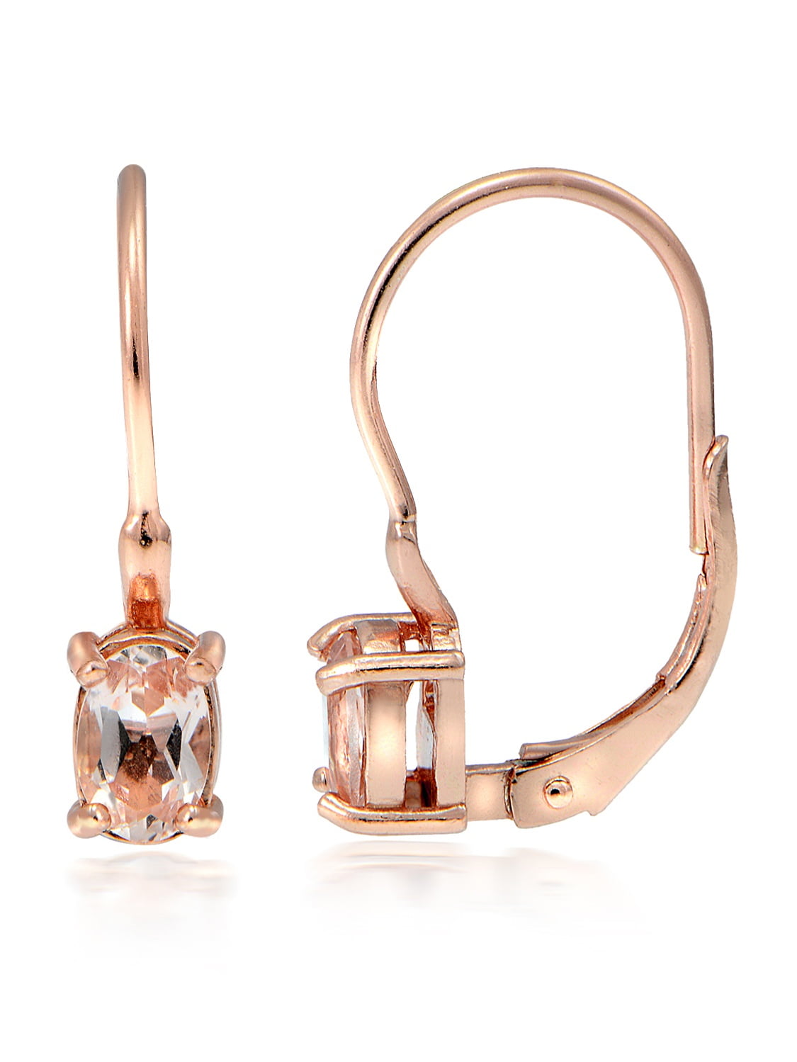 18K Rose Gold over Sterling Silver Oval Leverback Earrings