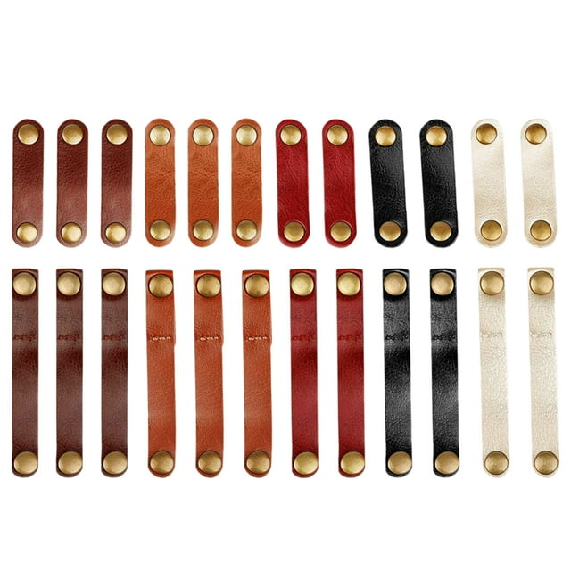 24pcs Leather Cable Straps Handmade Leather Cord Organizer Cable Tie Keeper