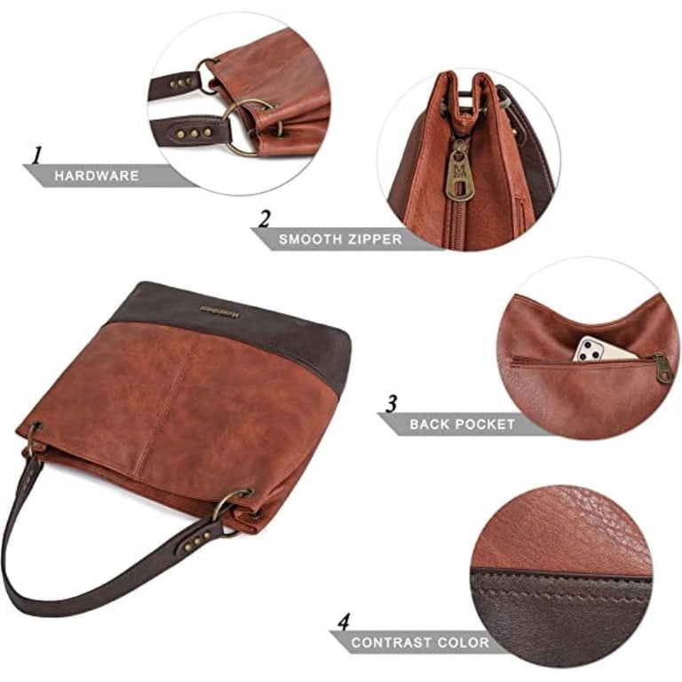 Montana West Hobo Bag, Brown Vegan Leather photo 5