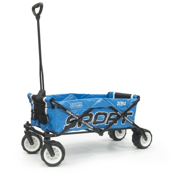 Creative Outdoor Durable All Terrain Folding Wagon 150lb Capacity Sport Edition, Blue