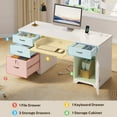 thumbnail image 4 of Bestier Computer Desk with 5 Drawers, 59'' Office Desk with Storage, Modern Executive Desk with File Drawers and Storage Cabinets, Charging station, Keyboard Tray, Suitable for Study& Bedrooms White, 4 of 10