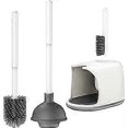 thumbnail image 1 of Toilet brush and plunger set, 2 in 1 Toilet brush and plunger set with holder,bathroom accessory set with holder for deep cleaning, 1 of 4