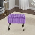 thumbnail image 6 of Home Soft Things Super Soft Faux-Fur Upholstered Stool Ottoman, Paisley Purple, 19"x13"x17", 6 of 7