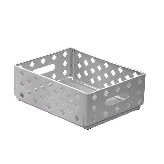 Foldable Storage Box 12 in x 9.3 in x 4.5 in Unfolded Plastic Stackable Cabinet With Ventilation Holes For Kitchen Home Desktop
