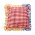 thumbnail image 2 of Linnome Plaid Ruffled Throw Pillow Three Color Patchwork Heart Decorative Cushion for Sofa Bedroom 17.72x17.72in, 2 of 8