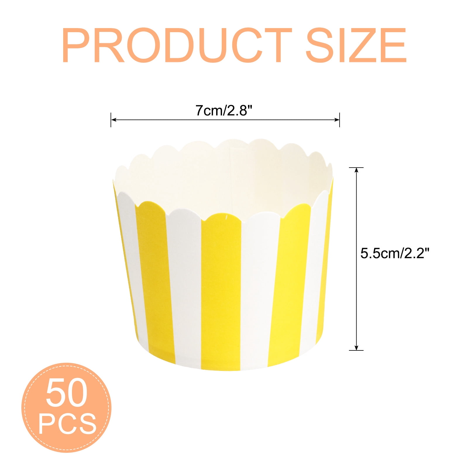 Unique Bargains Wrappers Wedding Birthday Baking Cups Liners Yellow White Stripe