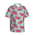 thumbnail image 3 of Xecao Watermelon print Hawaiian shirt - a stylish short-sleeve button-down for men, perfect for casual beach and tropical outings., 3 of 9