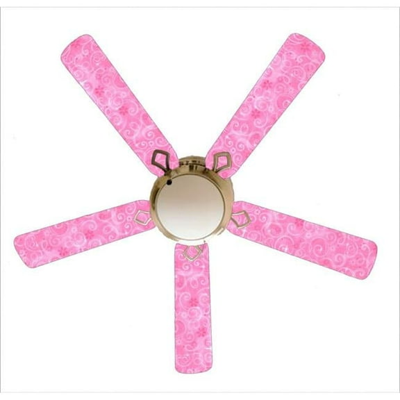 888 Cool Fans F52-0001087 52 in. Pink Sparkle Princess 5-Blades White Ceiling Fan with Lamp
