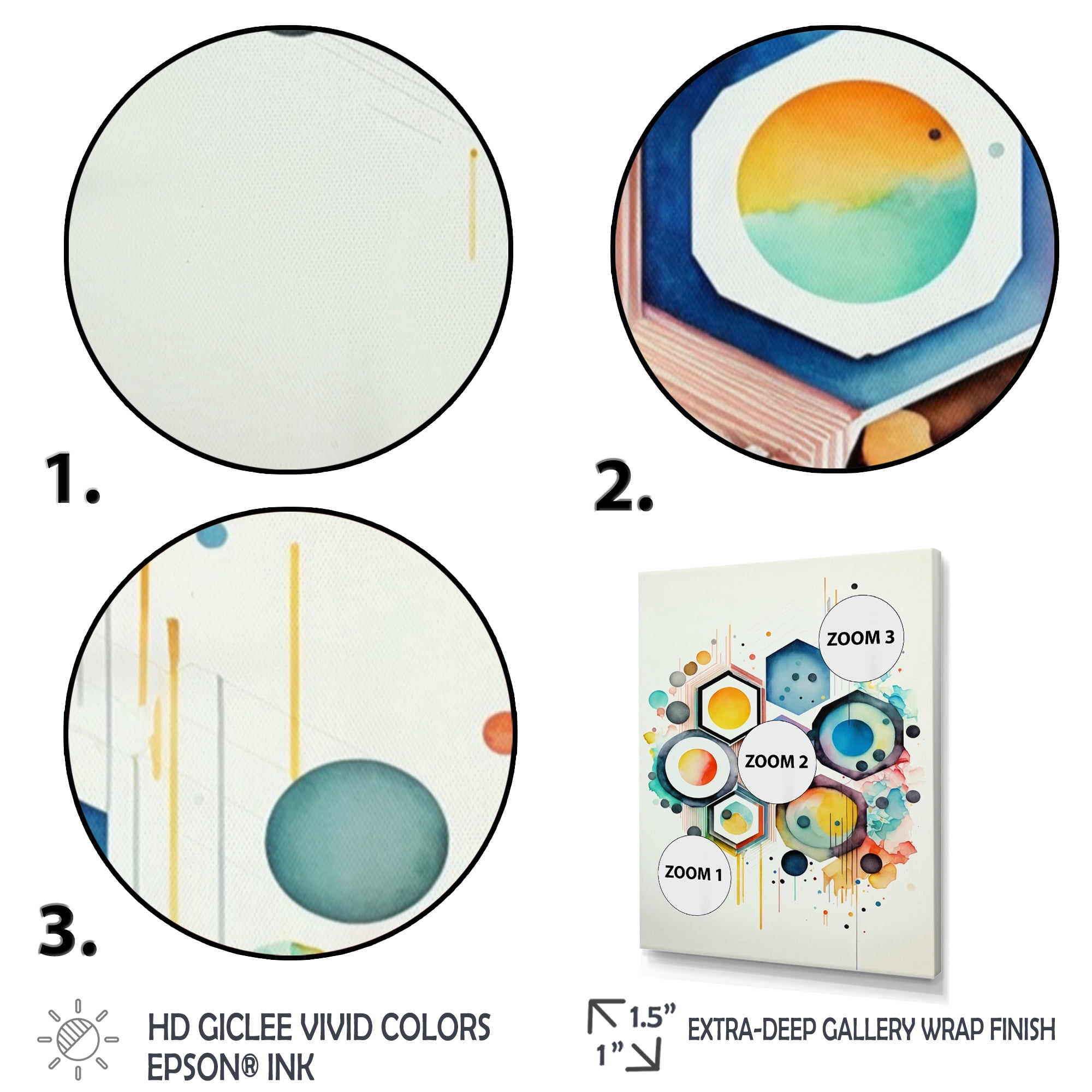 Designart Hexagon And Circular Abstract III Canvas Wall Art