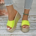 thumbnail image 6 of Women’s Solid Wide Strap Textured Wedge Slide Sandals, Open Toe Holiday Platform Slip-On Slippers, 6 of 9