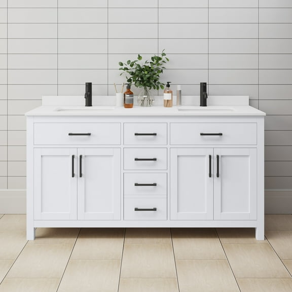 Wyndham Collection Wcg242466d-Unsmxx Beckett 66" Free Standing Double Basin Vanity Set -