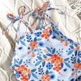 thumbnail image 7 of Pandaie Girls Tankini Swimsuit Flower Print Criss Cross Strap Bathing Suits Summer Beach Two Piece Swimwear with Shorts 3-4 Years Blue, 7 of 7