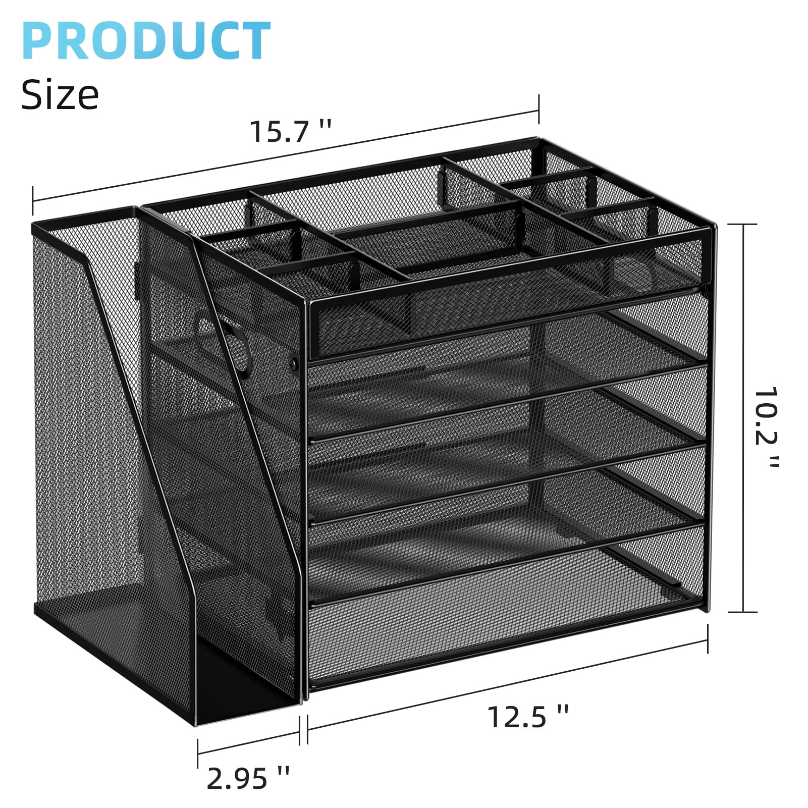 Marbrasse Multi-Functional Desk Organizer Tray,5 Tier Paper Letter Tray Organizer with File Holder,Mesh File Storage with 8 Compartments