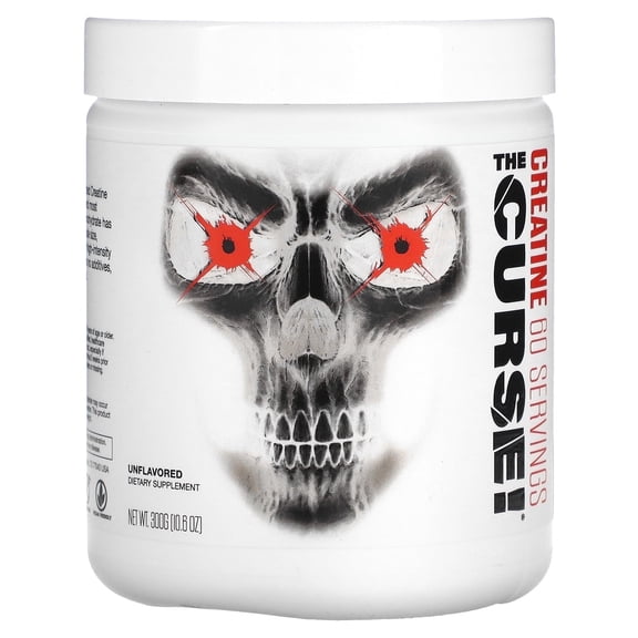 JNX Sports® The Curse! Creatine Monohydrate Powder Post Workout Muscle Strength Support, Unflavored, 300 g, 60 Servings