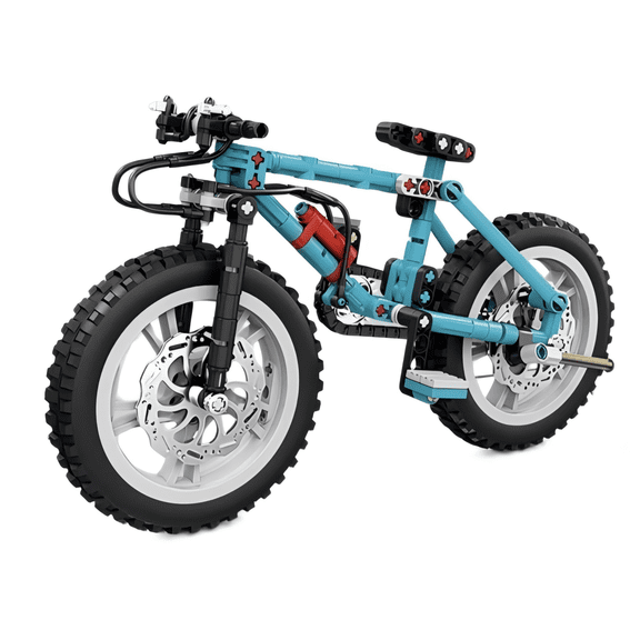 Mountain Bike Building Blocks Set, Blue & Black Off-Road Bicycle Bricks Model, Home Office Table Centerpiece Decor