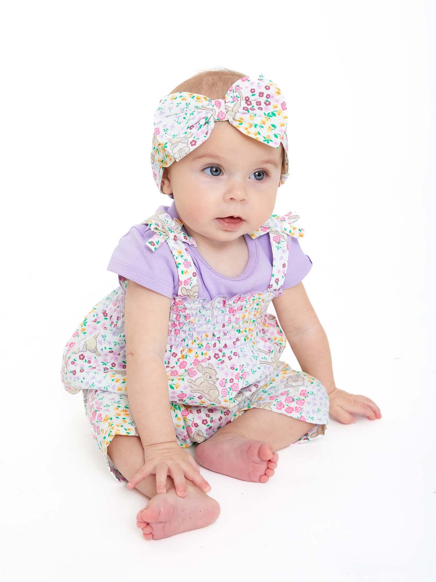 Disney Bambi Baby Girls Romper, Tee and Headband Set, 3-Piece, Sizes 0-24 Months